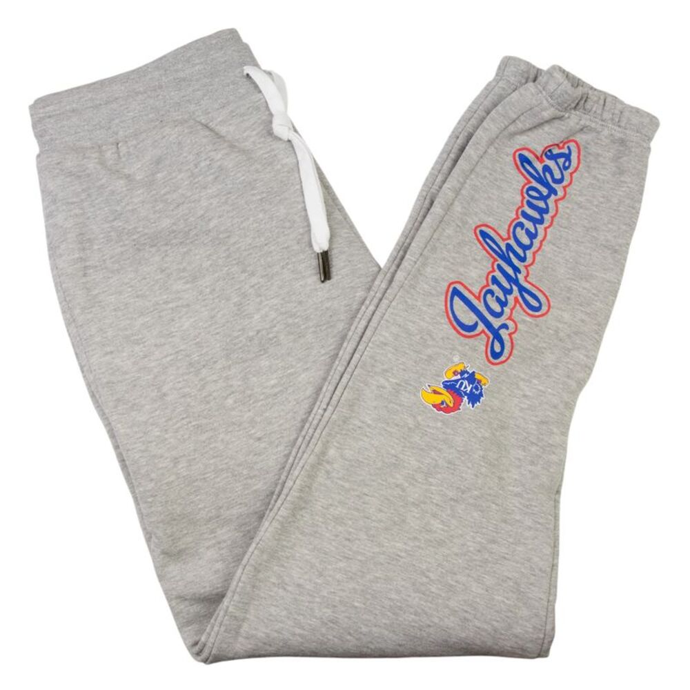 NCAA Kansas Jayhawks Women's Fleece Sweatpants in Grey, Small (4/6)